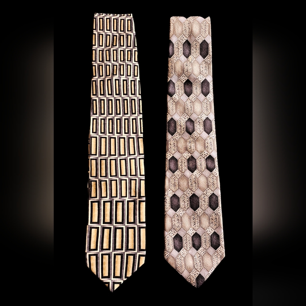 Pierre‎ Balmain and Pierre Cardin ties, 100% silk, geometric
